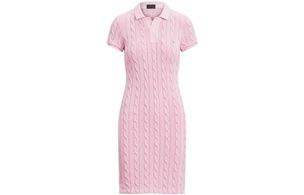 Платье короткое с коротким рукавом Polo Ralph Lauren розовое