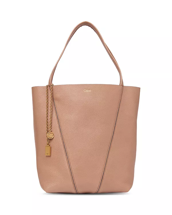 

Средняя кожаная сумка-шоппер Chloé, розовый