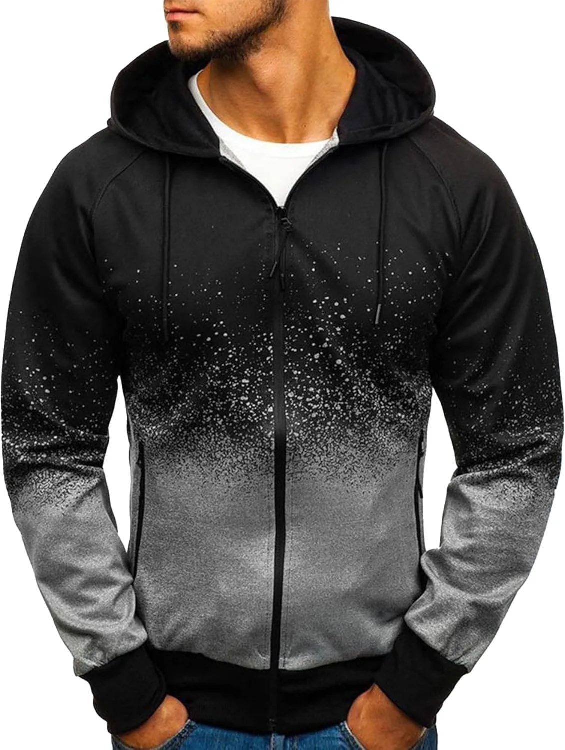 

Мужская худи с диагональной молнией, флисовая, с карманом