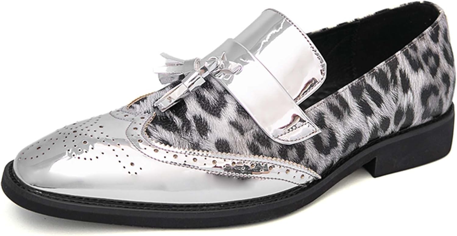 

Мужские пенни-лоферы городской стиль для подростков, деловой повседневный формальный стиль, противоскользящие, для вечеринок, танцев, ночных клубов, униформы, банкетов, свадеб, костюмов, кожаные туфли Generic, серебро