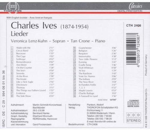 

CD диск Ives / Lenz-Kuhn / Crone: Lieder