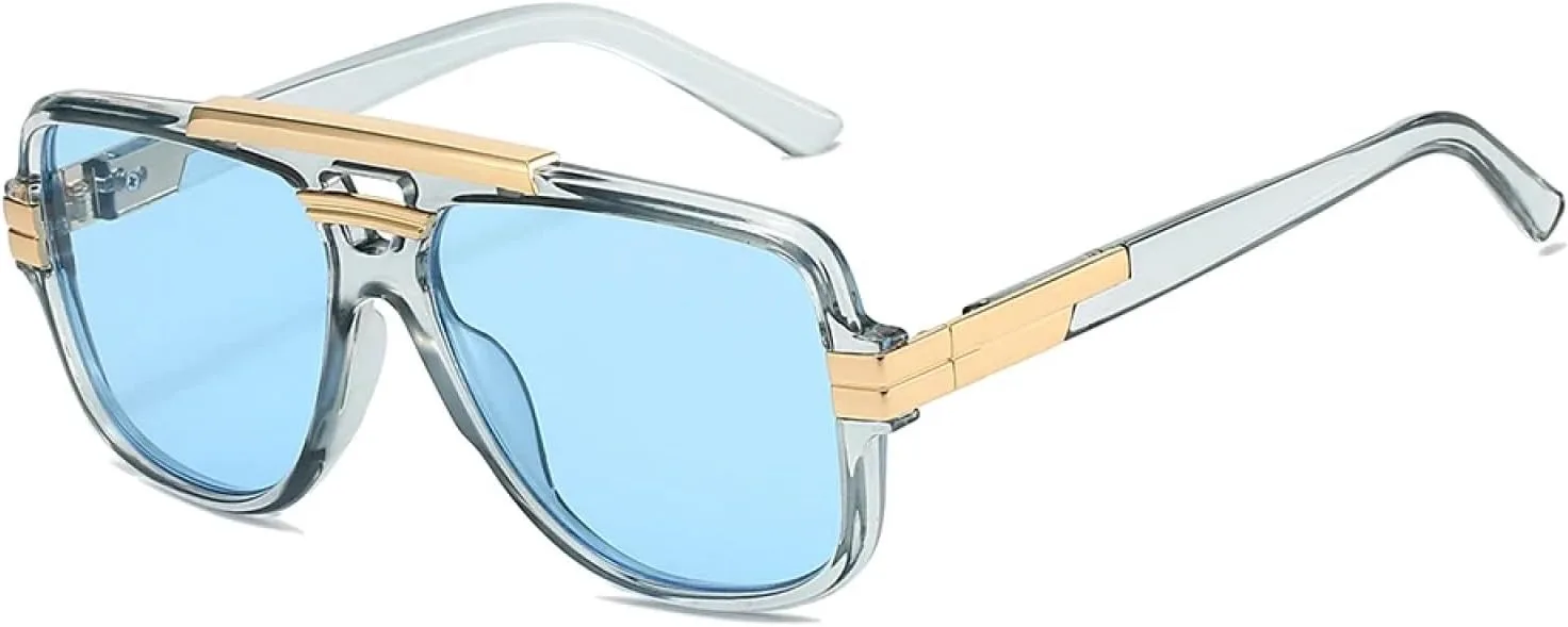 

Мужские солнцезащитные очки с переносицей для активного отдыха, женские стильные большие солнцезащитные очки с защитой от УФ-излучения TKKTLLT, Clear-blue