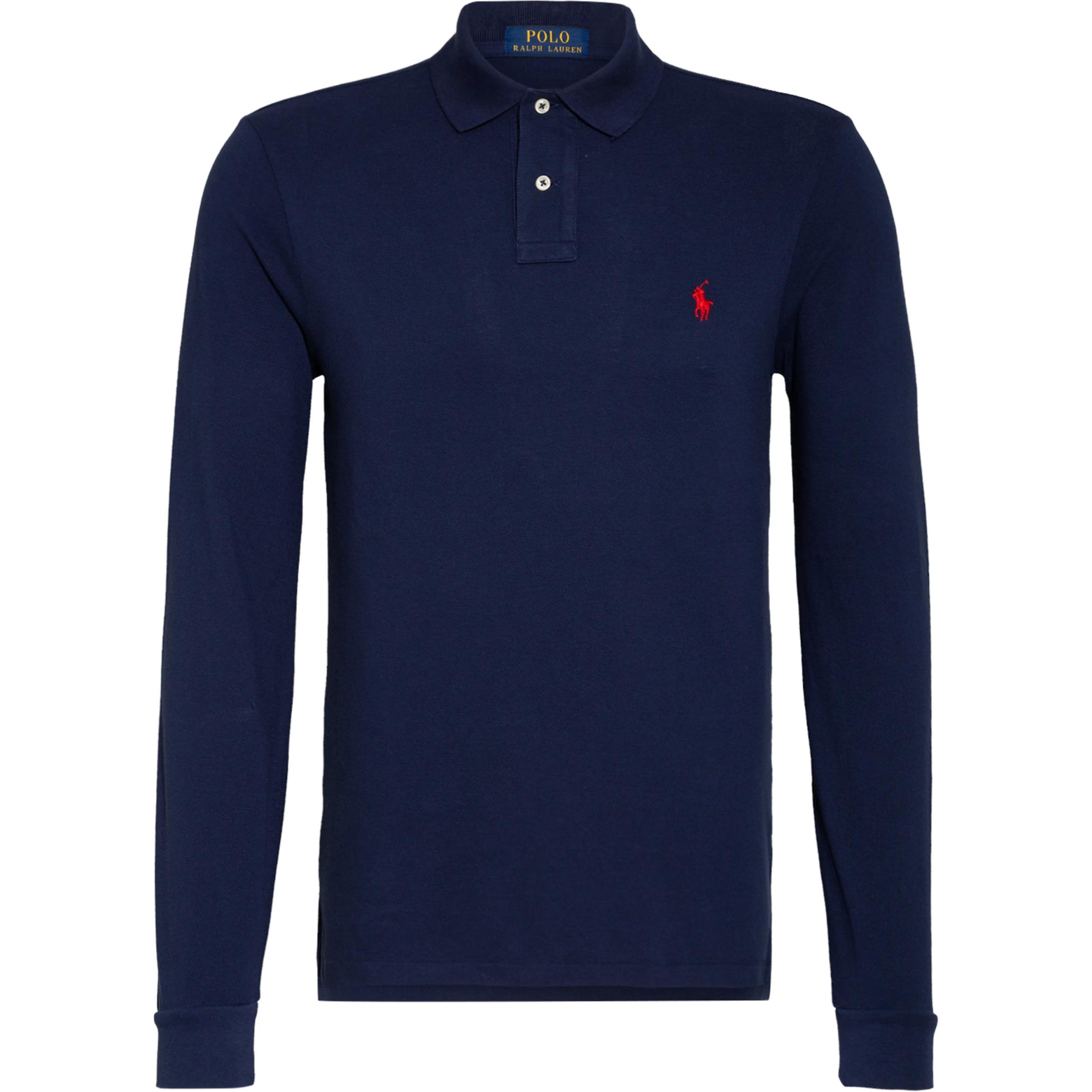 

Рубашка-поло с длинными рукавами и вышивкой «Пони» Polo Ralph Lauren, темно-синий