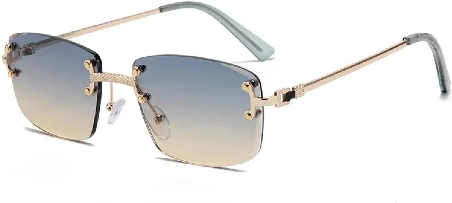 

Солнцезащитные очки с защитой от УФ-излучения UV400 | Без оправы с металлическими заклепками в стиле панк | Для женщин и мужчин, для занятий спортом на открытом воздухе и вождения DSVIGF, Blue Yellow