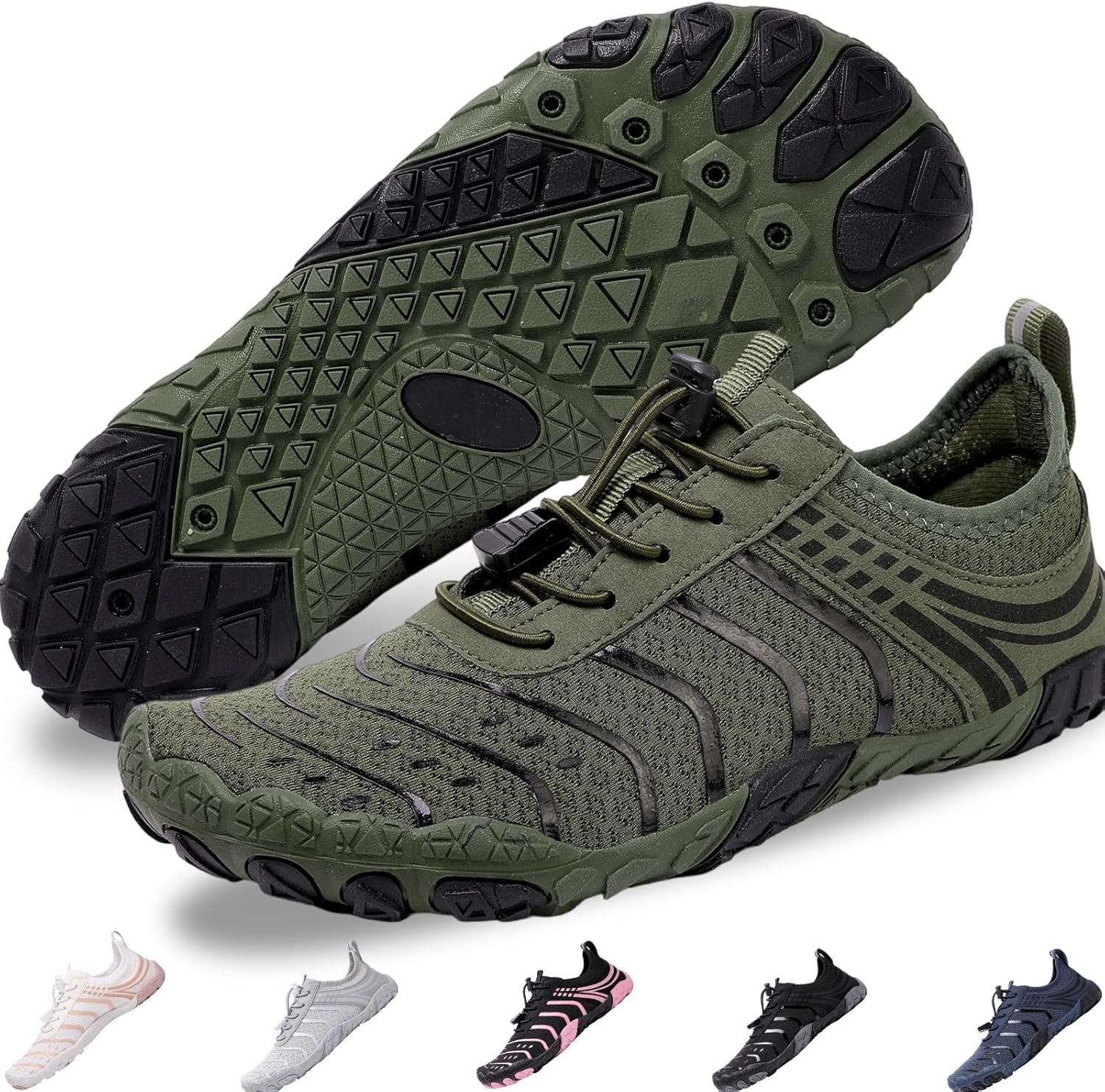 

Кроссовки для походов для женщин и мужчин - быстро сохнущие, с широкой носочной частью, для пляжа, плавания, спортивные кроссовки Ieirye, зеленый