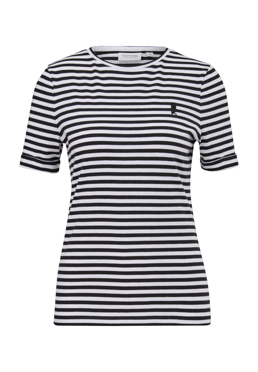 

Футболка, вышивка, полоски, женская comma, CASUAL IDENTITY, цвет Grey Black