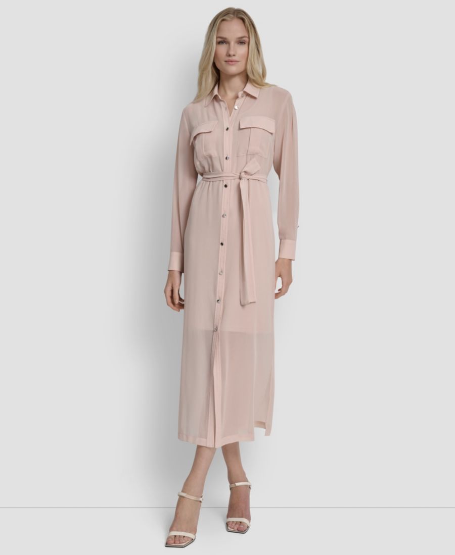 

Женское платье-рубашка с длинными рукавами и воротником DKNY, Moonlight