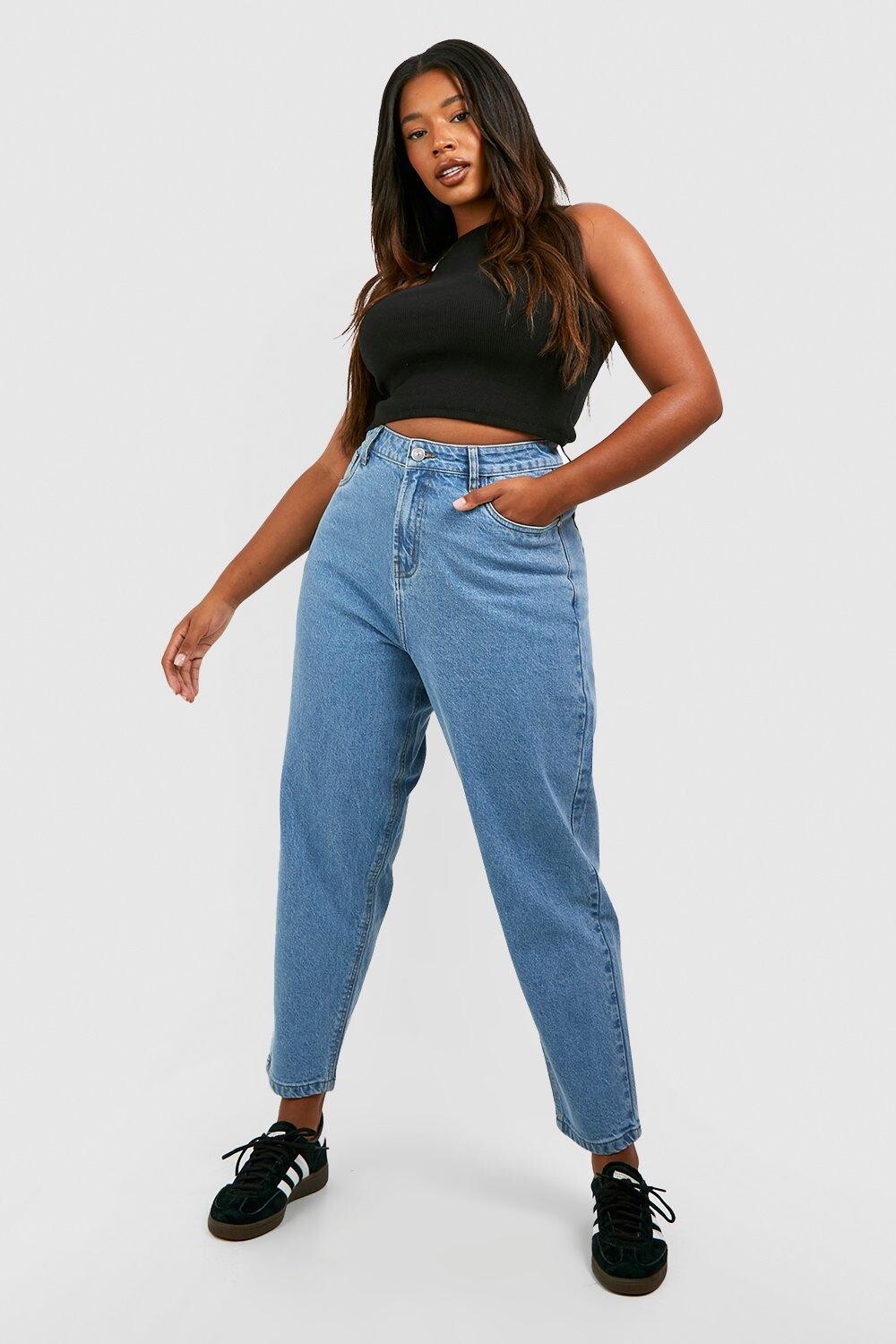 

Базовые джинсы mom plus с высокой посадкой Boohoo, синий
