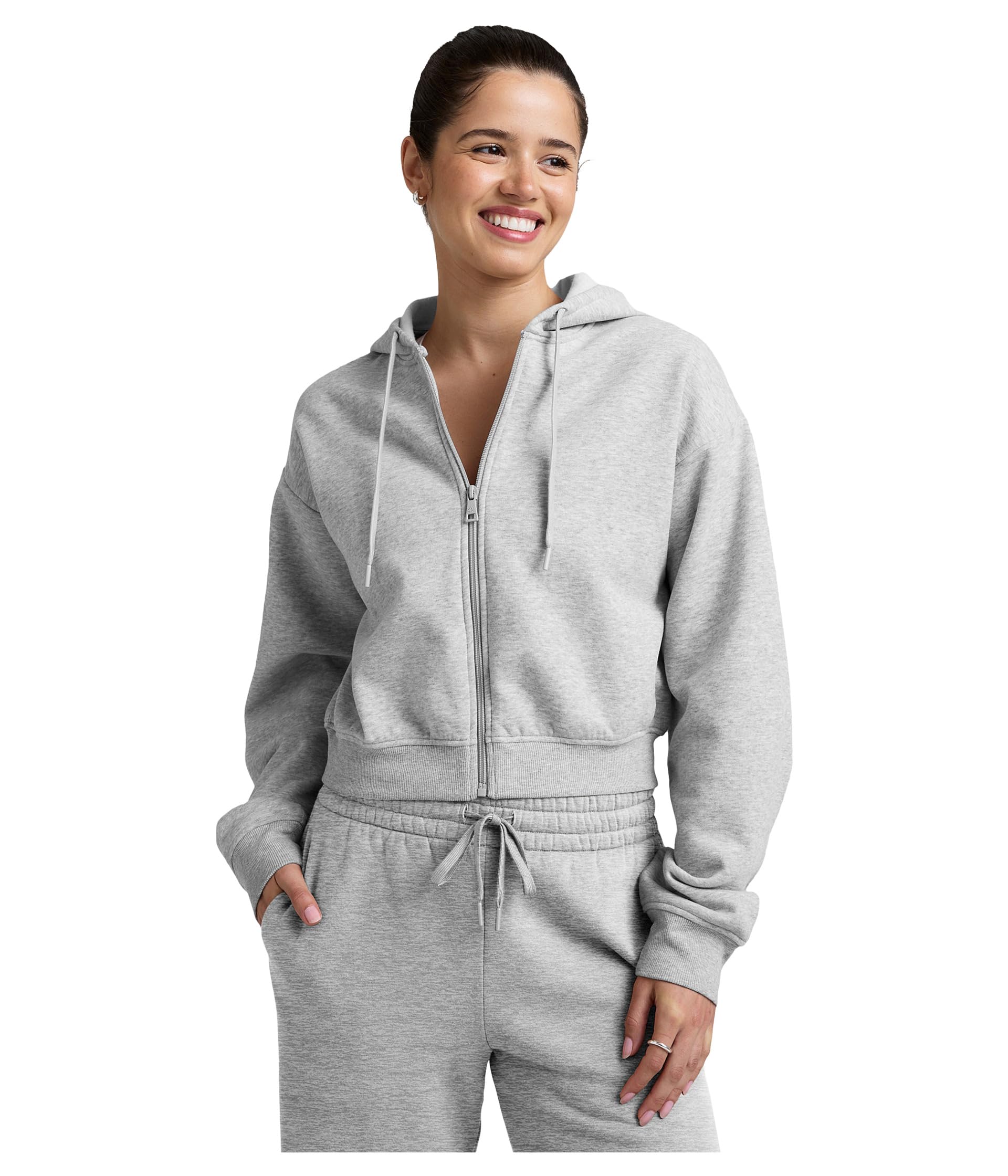 

Худи Beyond Yoga Luxefleece Zip Up Hoodie, цвет Light Heather Gray