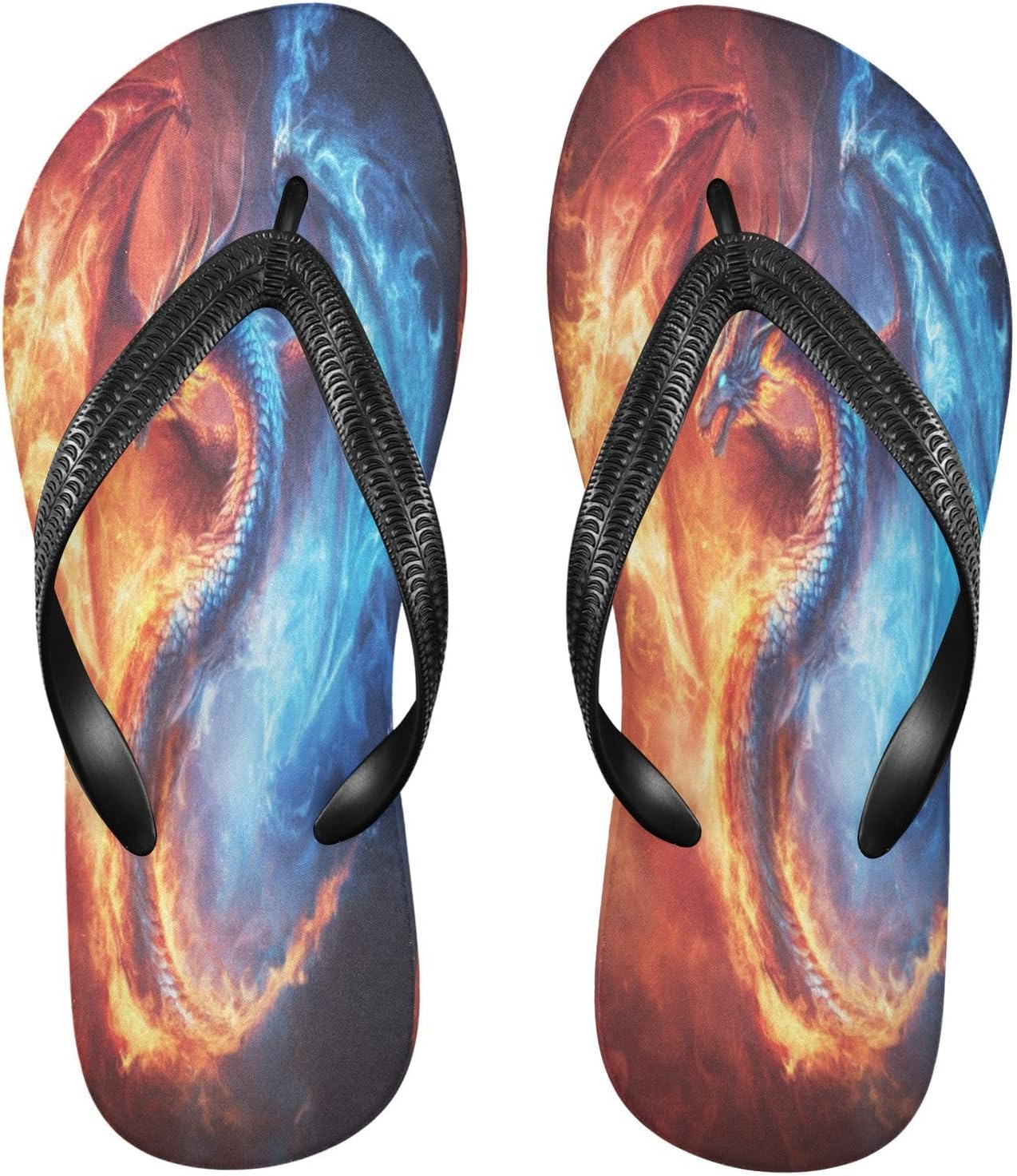 

Шлепанцы «Оранжевый синий дракон» для пляжа, душа, резинескользящие летние тапочки для ходьбы, обувь для женщин и мужчин Sinestour