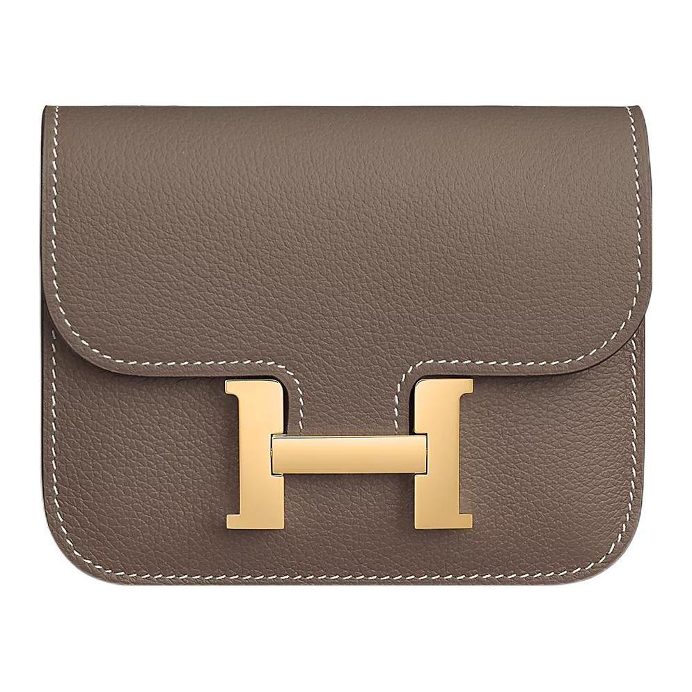 

Констанс Слим Сумка из телячьей кожи Обычная Женская Слоновая Серая HERMES