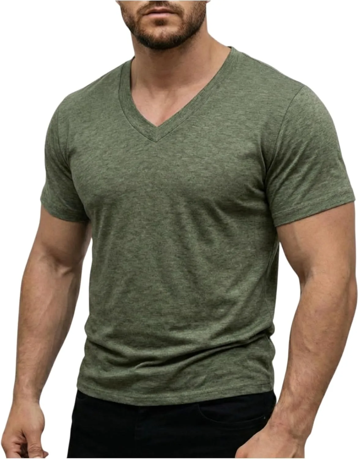 

Футболка V-образным вырезом мужская Slim Fit с коротким рукавом HswsEJ