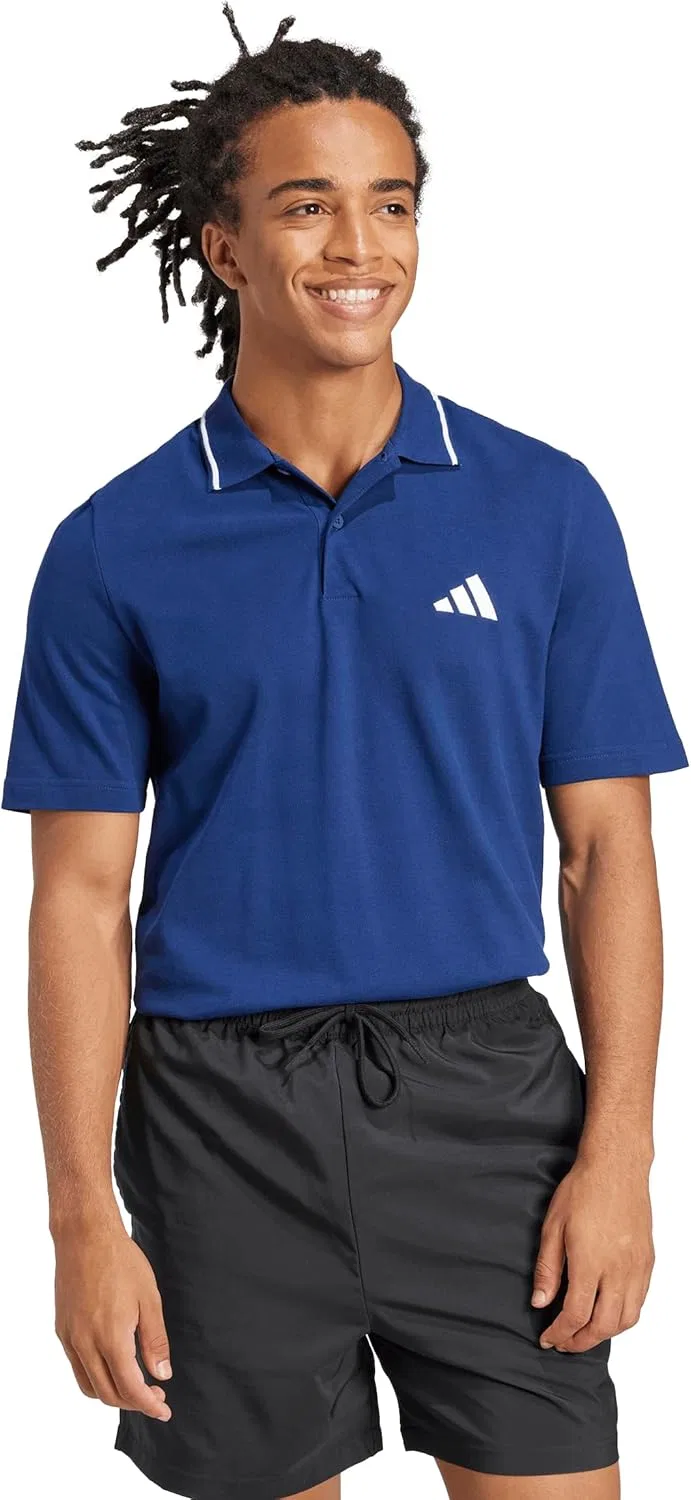 Поло мужское, adidas, темно-синий/белый