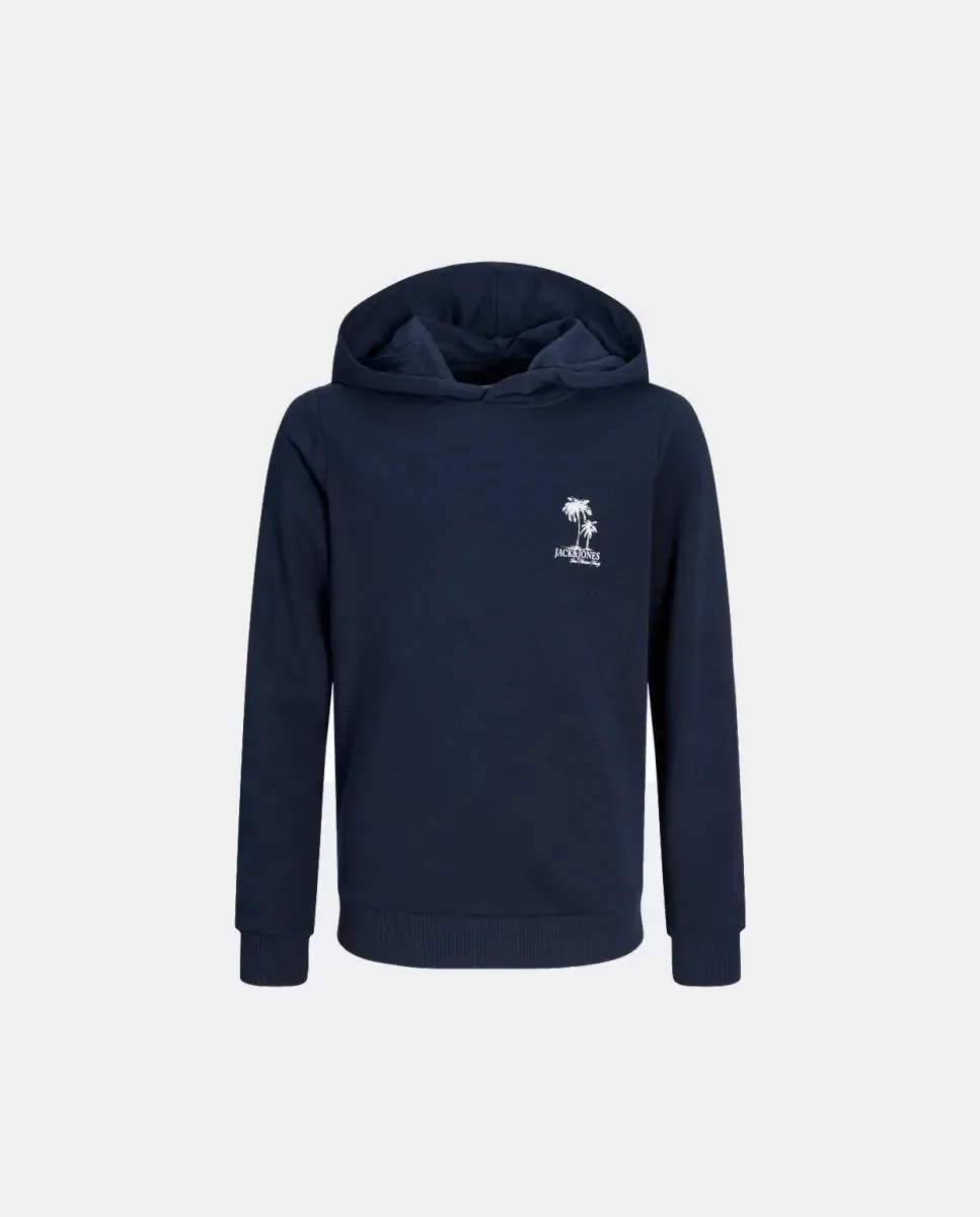 Детская толстовка с капюшоном и небольшим боковым принтом Jack & Jones, темно-синий