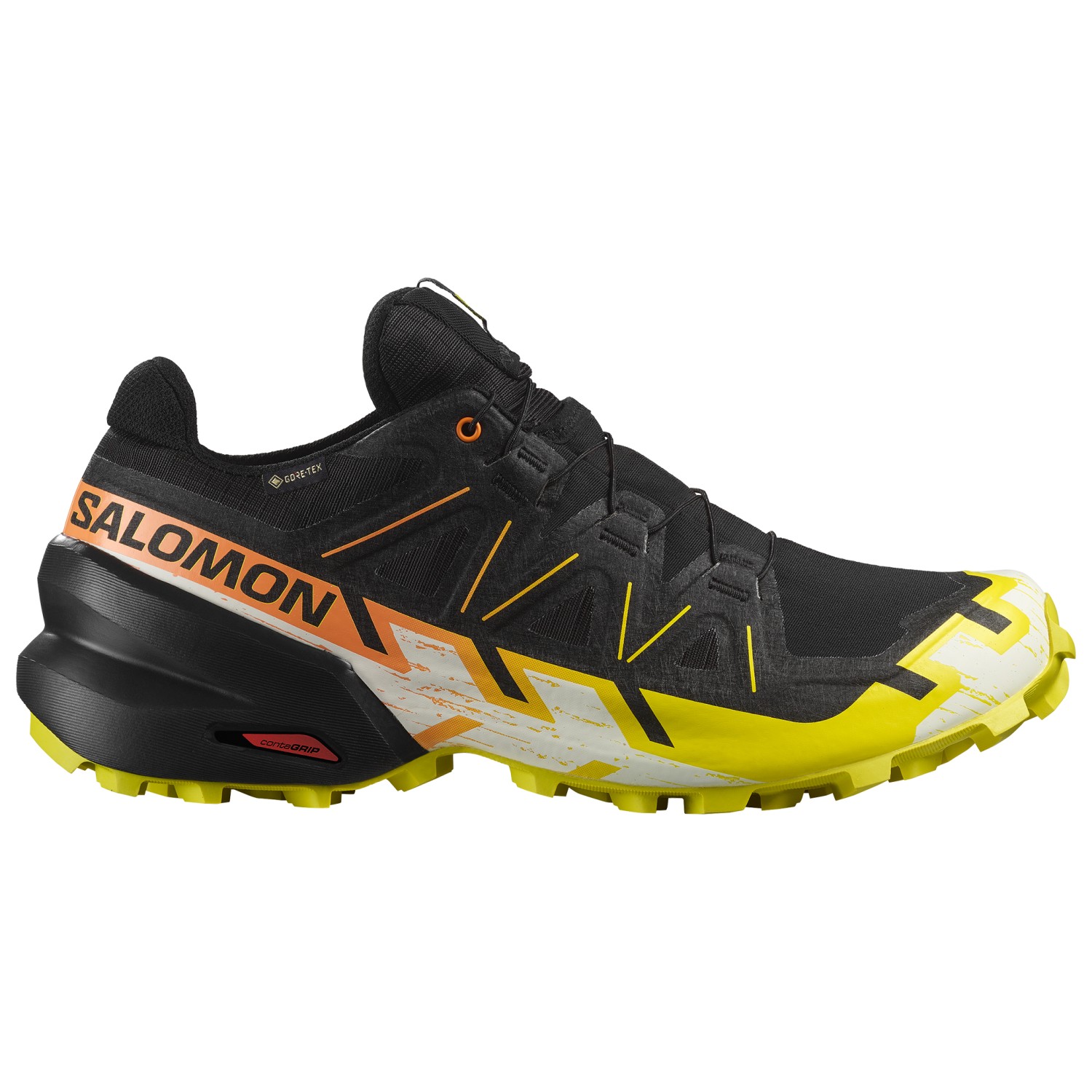 

Кроссовки для бега по пересеченной местности Salomon Speedcross 6 GORE-TEX, цвет Black/Sulphur Spring/Bird Of Paradise