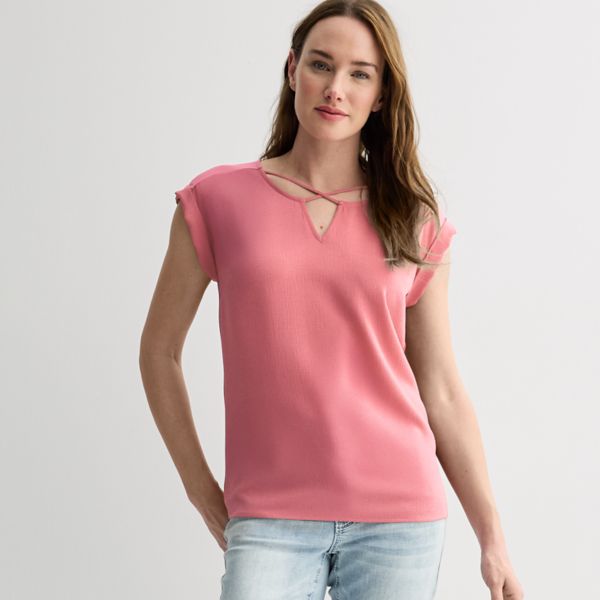 

Женский топ с сетчатым вырезом Apt. 9, цвет light pink
