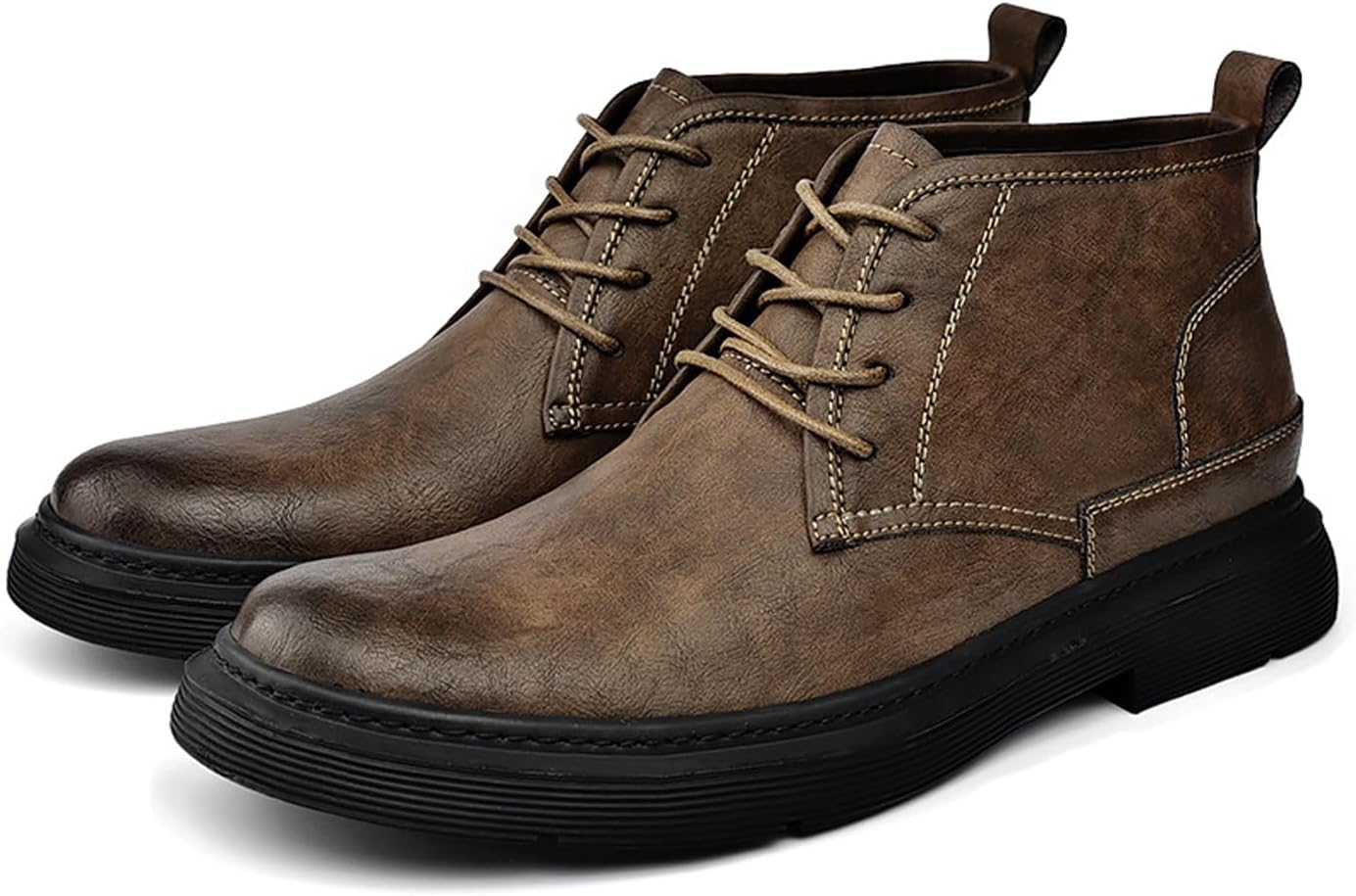 

Мужские ботинки челси Chukka на шнуровке из натуральной кожи, высокая посадка, ретро с круглым носком, для улицы и повседневного отдыха Uzujbaa, коричневый