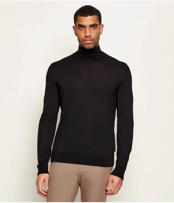 Шерстяная водолазка H-Helixon slim fit Boss, черный