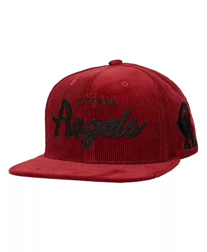

Мужская красная вельветовая кепка-кнопка California Angels Mitchell & Ness