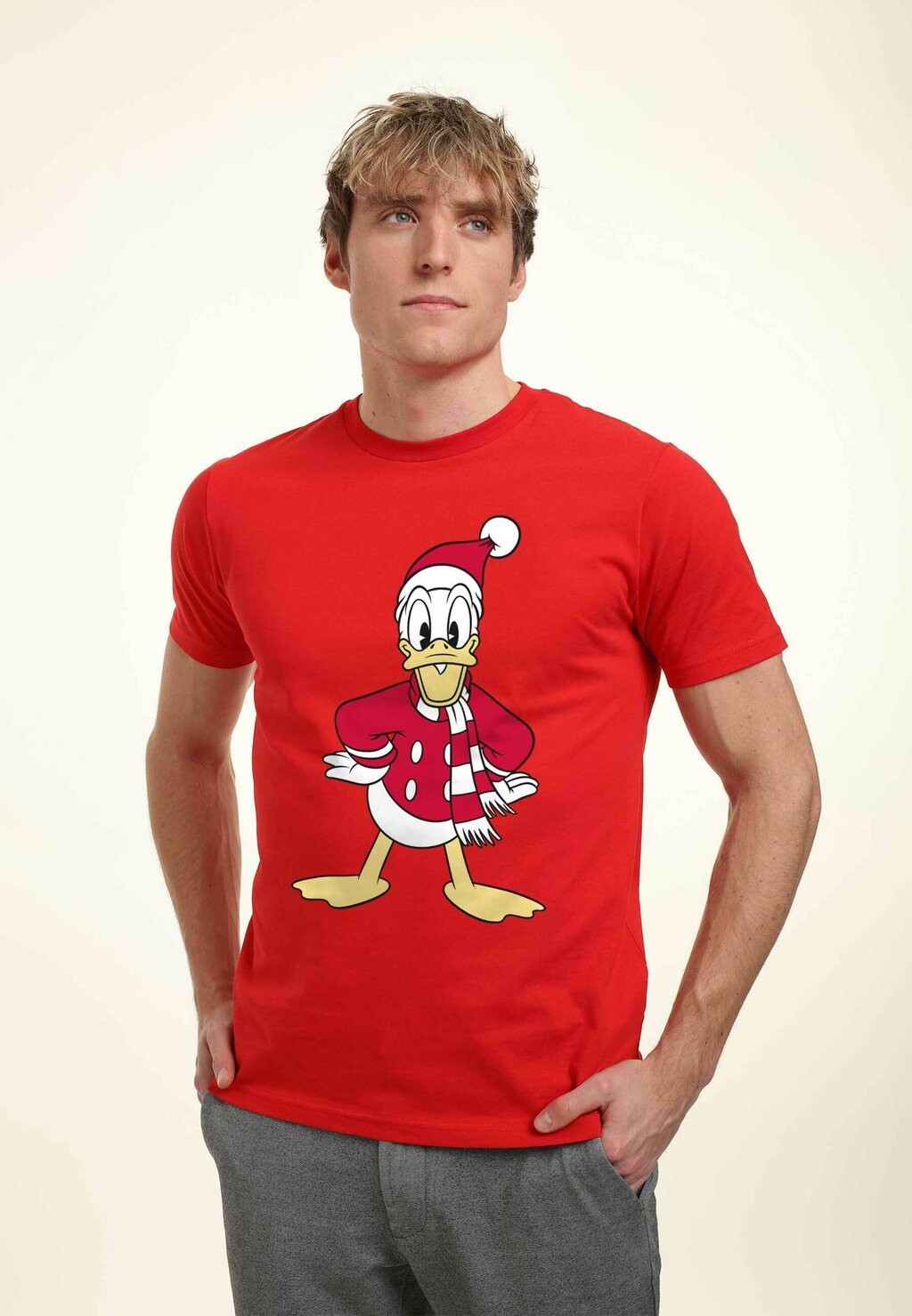 

Футболка с принтом MICKEY CLASSIC DONALD HAT UNISEX Henry Tiger, красный