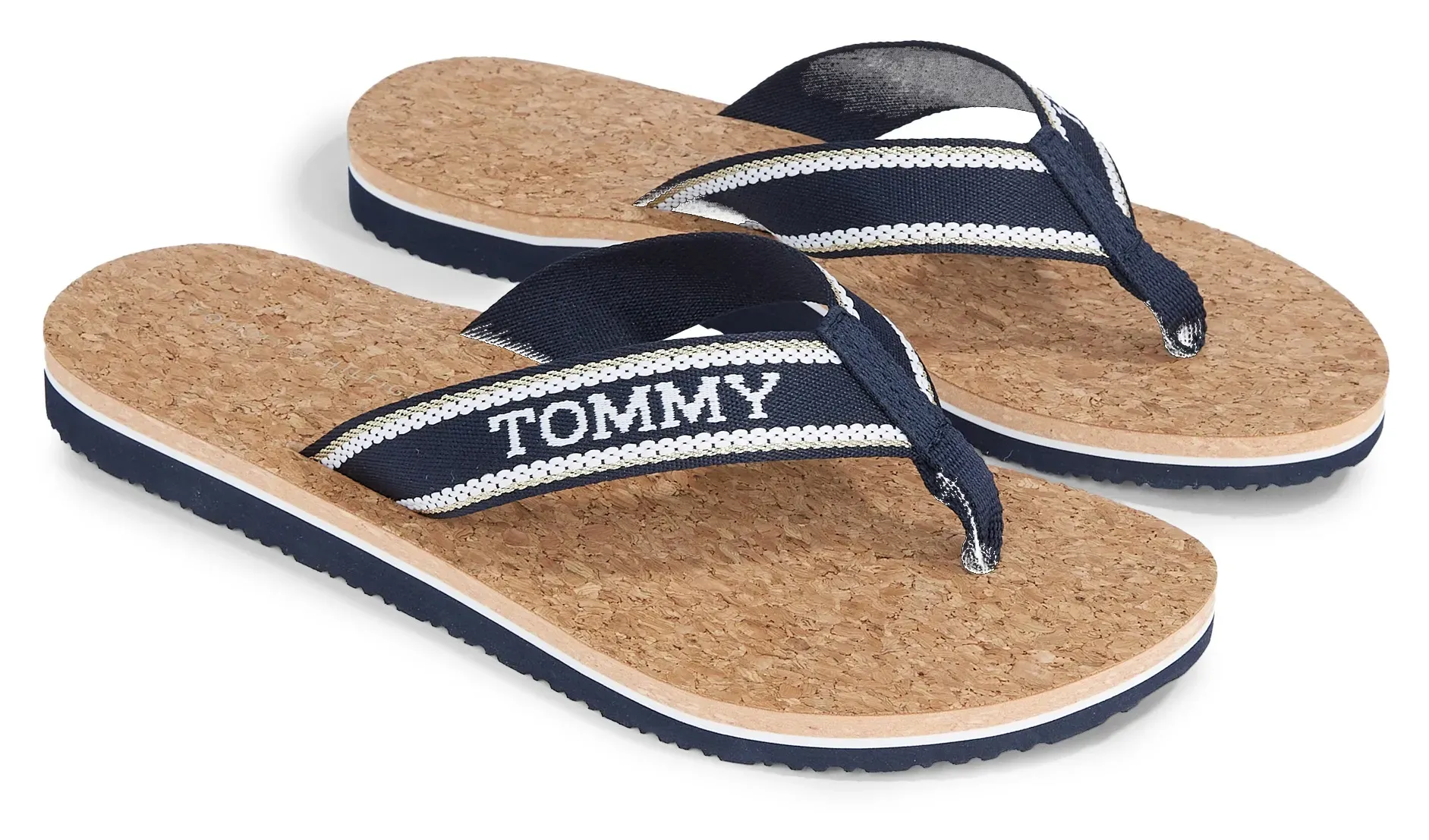 

Шлепанцы Tommy Hilfiger "HILFIGER CORK BEACH SANDAL", летняя обувь, тапочки, силуэты для бассейна с надписью-логотипом, синий