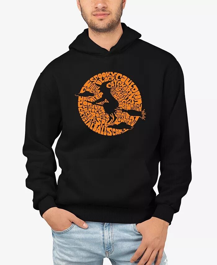 

Мужская толстовка с капюшоном Spooky Witch Word Art LA Pop Art, черный