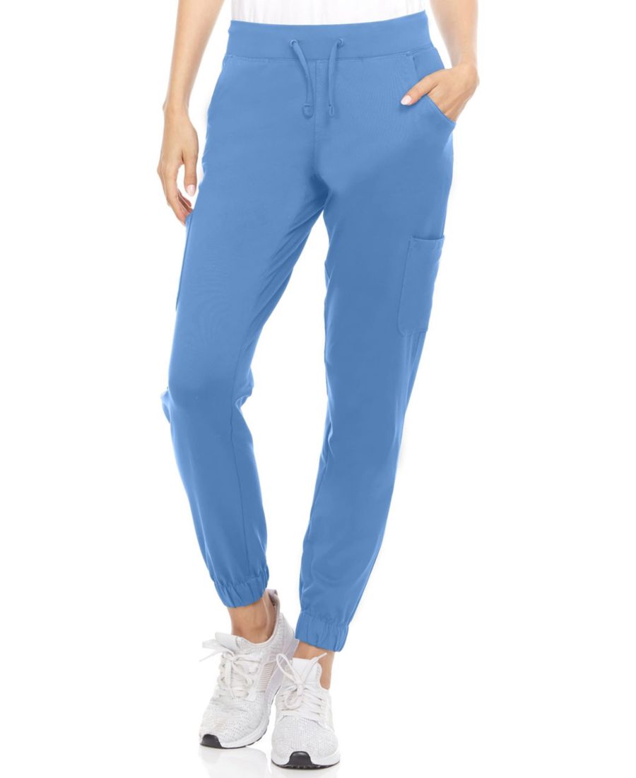 

Женские медицинские брюки средней посадки с шестью карманами для йоги, джоггеры, цвет винный, размер Large Medichic, Ceil