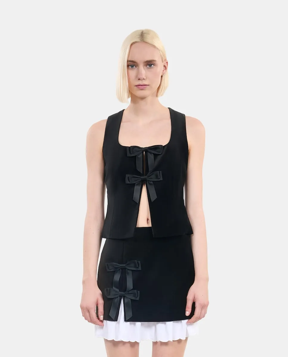 

Женский бархатный топ с атласными бантами The Kooples, черный