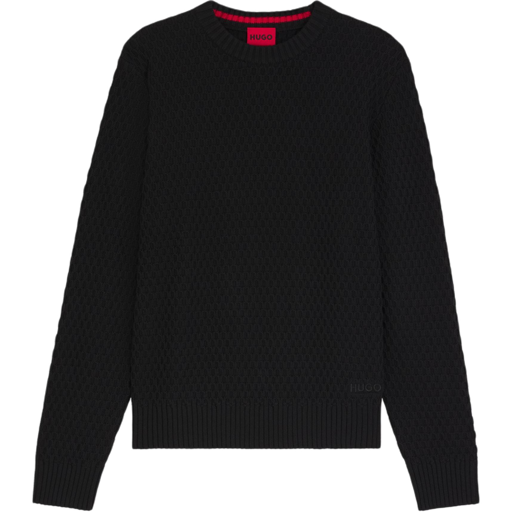 

Хьюго текстурированный свитер с круглым вырезом HUGO BOSS, черный