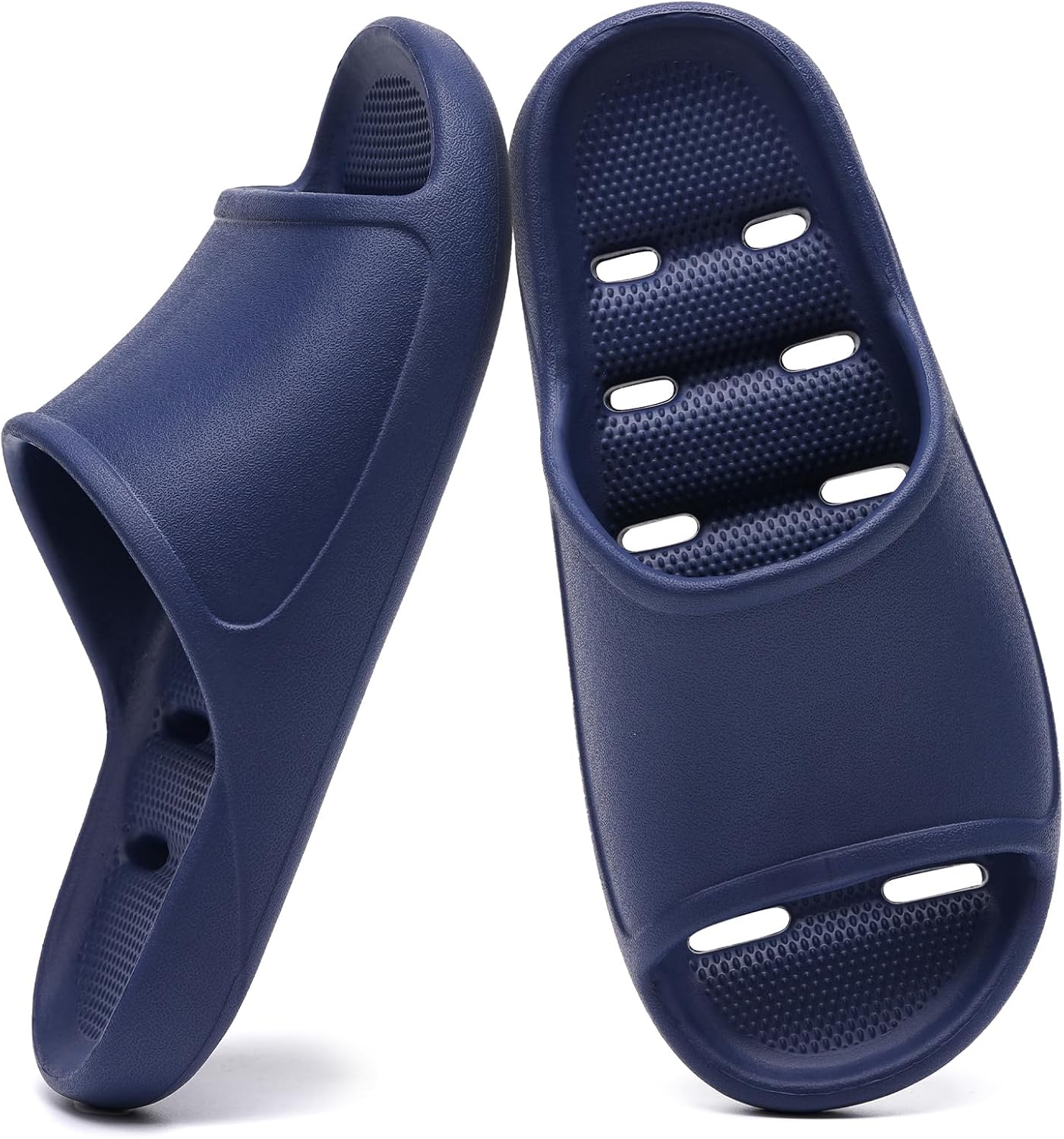 

Тапочки для душа GETOEU для женщин и мужчин, шлепанцы для бассейна, мягкие с амортизацией, противоскользящие, удобные, с поддержкой свода стопы, быстро сохнущие с дренажными отверстиями, массажные шлепанцы для ванной, темно-синий