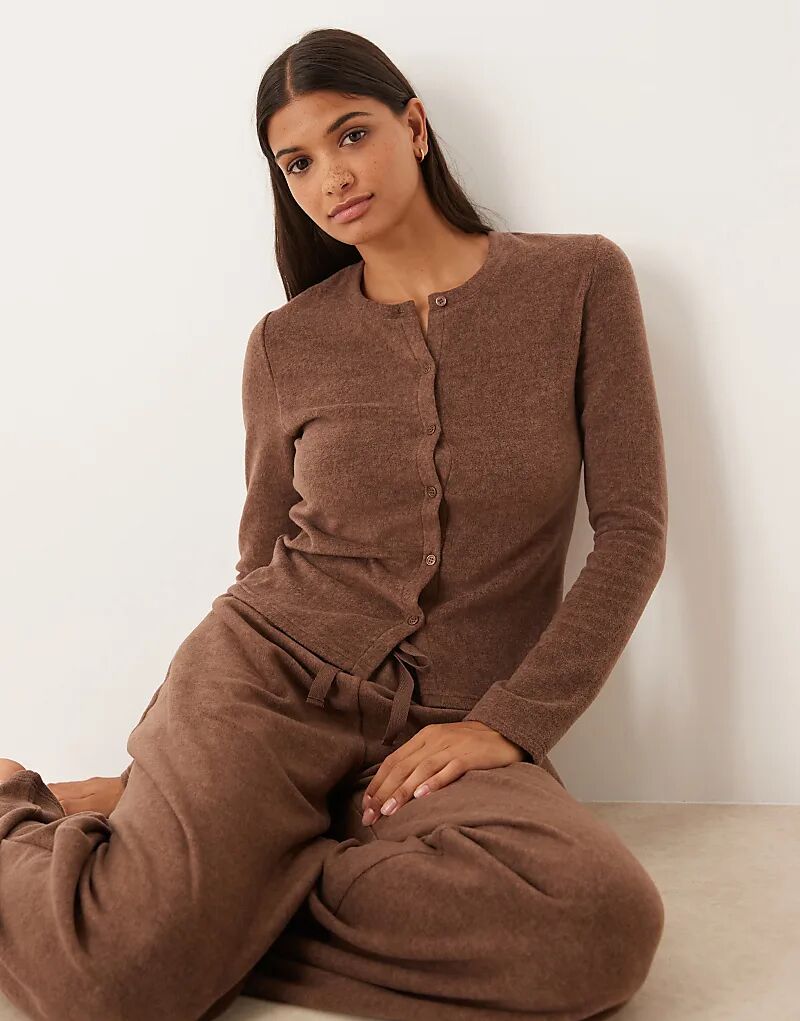 

Легкий флисовый кардиган ASOS DESIGN Mix & Match шоколадно-коричневого цвета