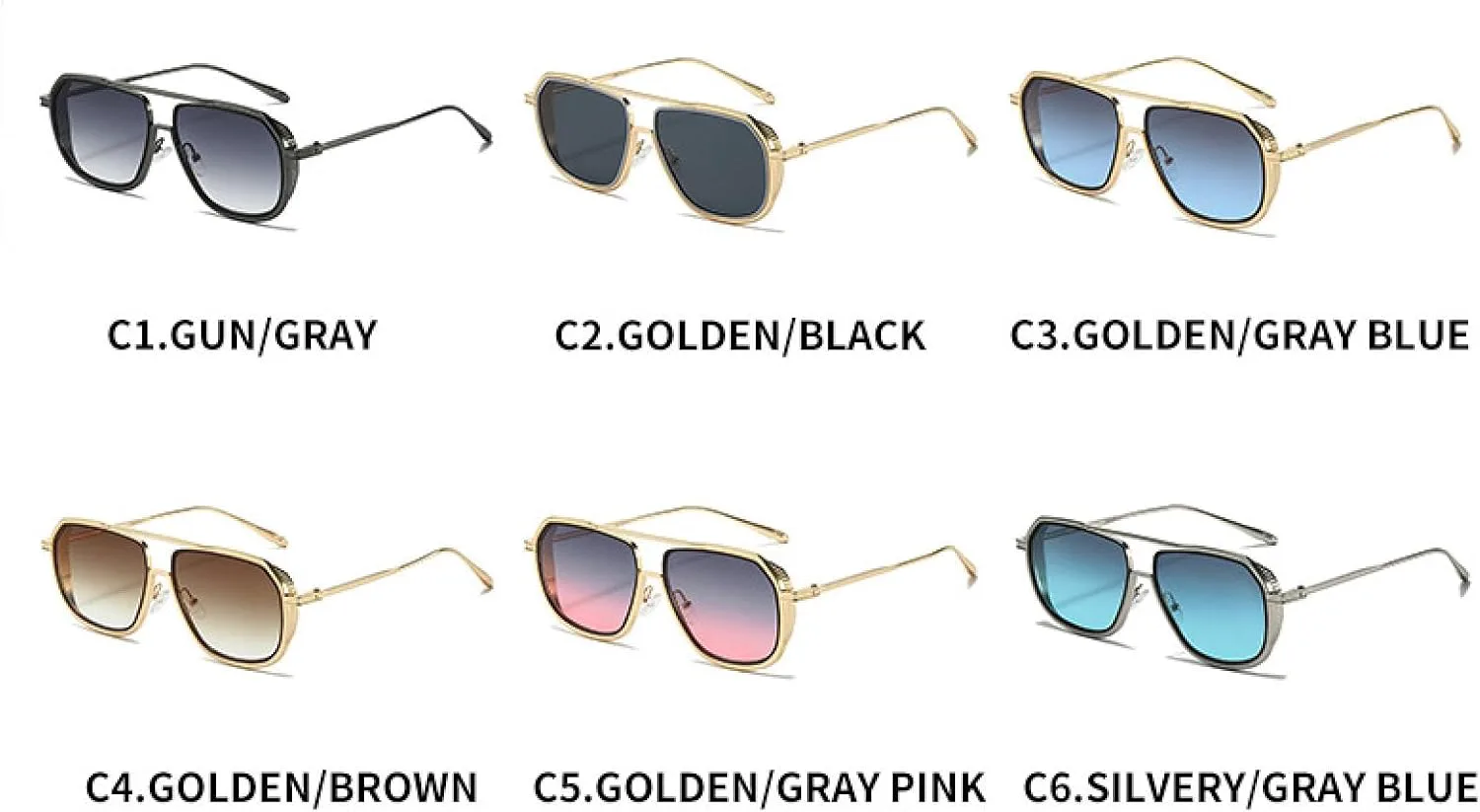 

Модные солнцезащитные очки для женщин и мужчин, винтажные, роскошные, с двойной перемычкой, женские очки для вождения, защита от УФ-излучения UV400 TKKTLLT, Gold Gray