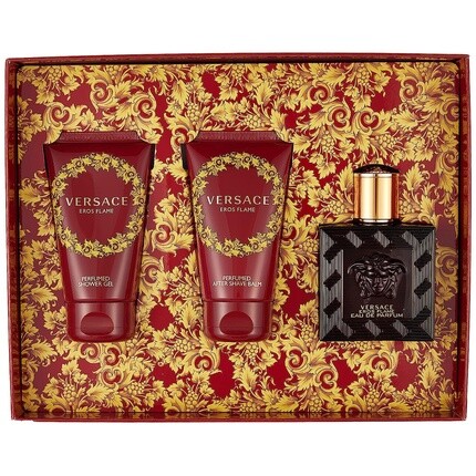 Versace Eros Flame Eau De Parfum 50ml + After Shave Balm 50ml + Shower Gel 50ml Gift Set For Men — фото 3