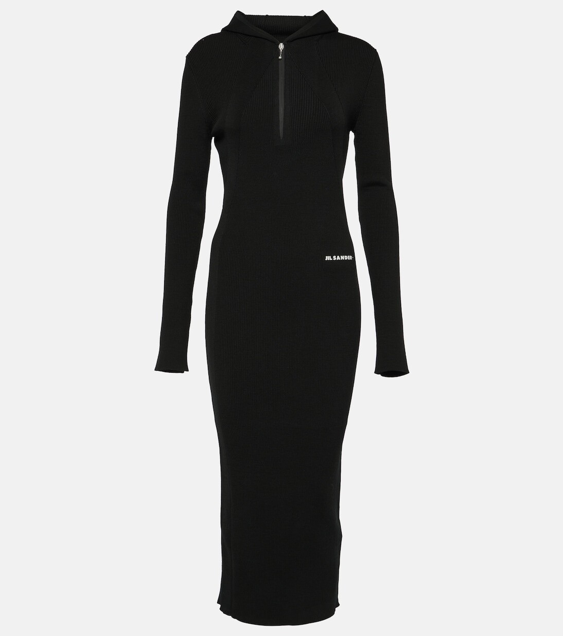 

Платье миди из смесовой шерсти Jil Sander, черный