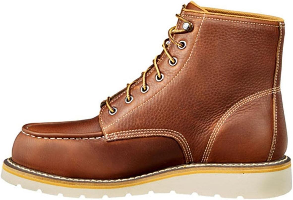 Carhartt мужские водонепроницаемые 6-дюймовые мокасины со стальным носком и клиновидной подошвой рабочие ботинки, Red Brown Oil Tanned — фото 3