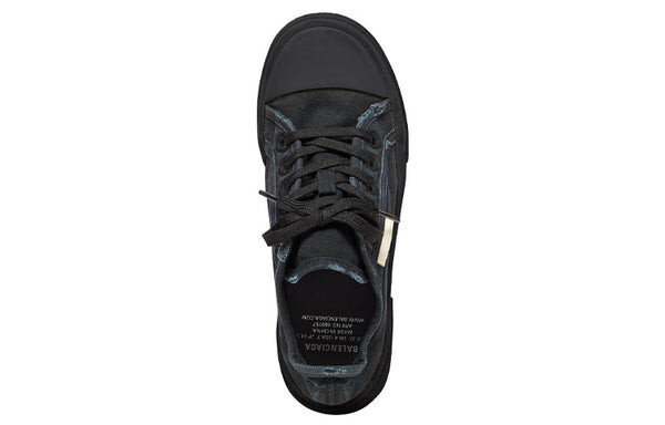 Кроссовки paris low top sneakers 'black destroyed cotton and black rubber' Balenciaga, черный — фото 3
