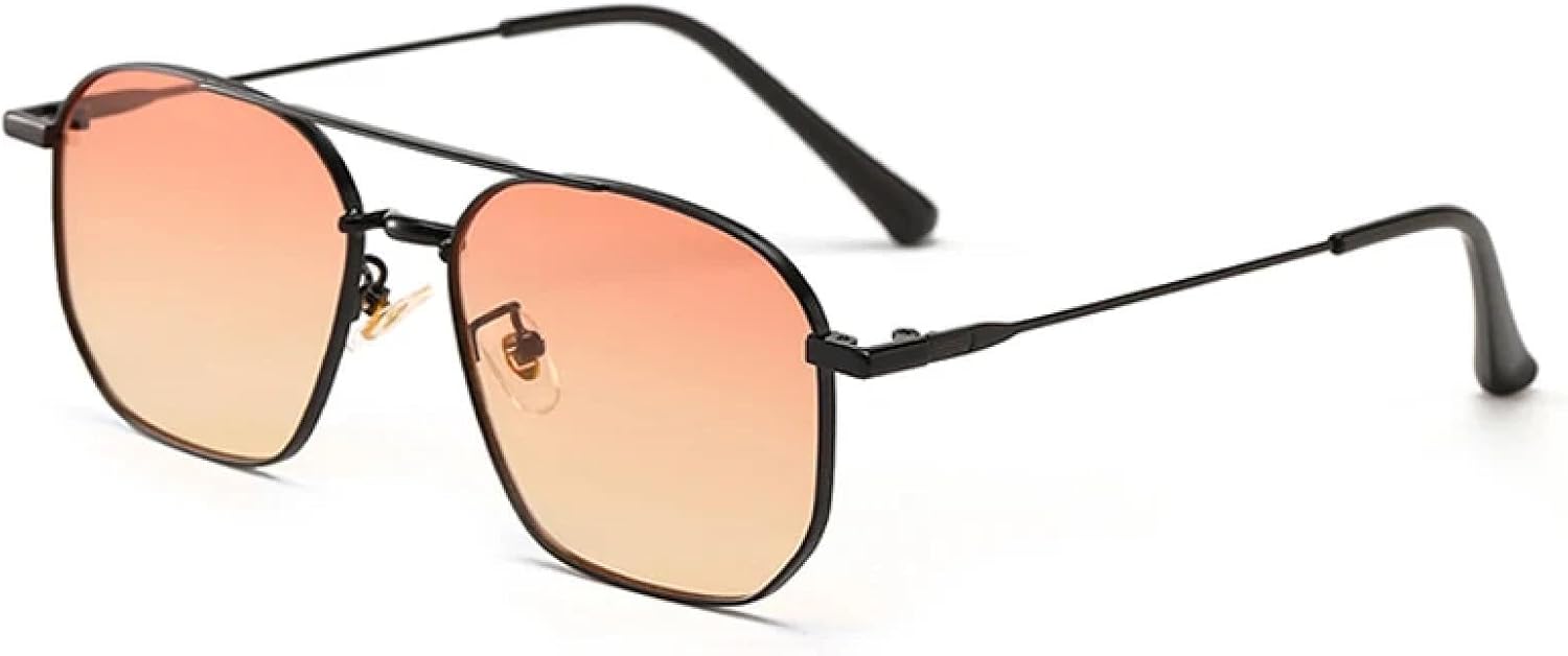 

Солнцезащитные очки с двойной перемычкой, металлическая оправа, женские, прозрачные линзы Ocean, защита от УФ-излучения UV400, мужские солнцезащитные очки DSVIGF, Black Orange