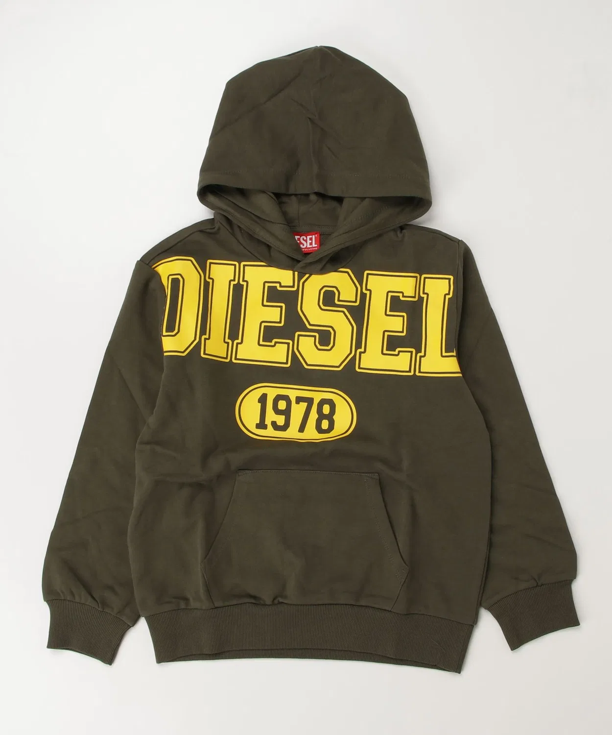 Толстовка-худи Diesel с логотипом, хлопок, длинный рукав, оверсайз, цвет хаки