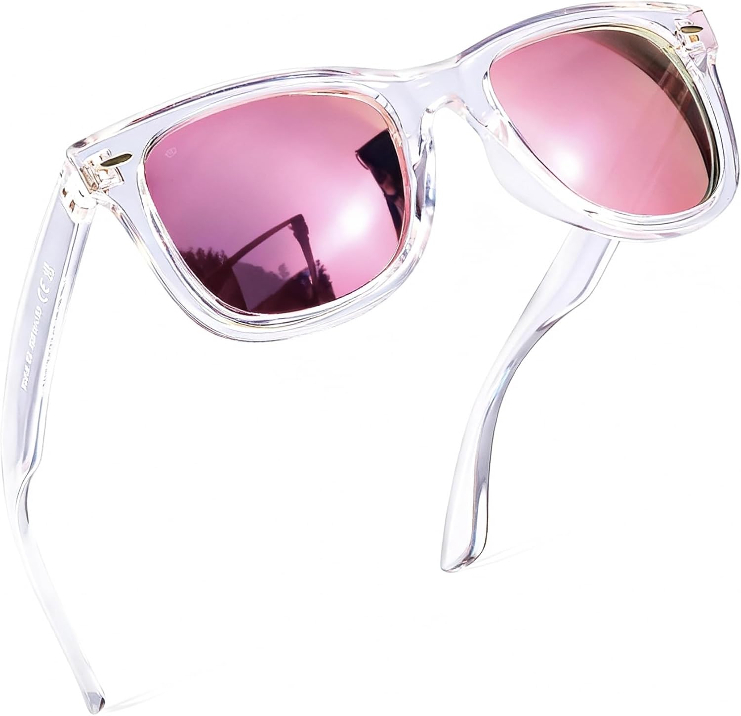 

Женские поляризованные солнцезащитные очки FancyPink с защитой UV400, зеркальные, для пляжа, дизайнерские модные солнцезащитные очки, средний размер, A11 - Clear / Pink, Mirrored