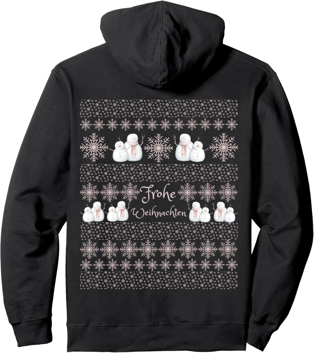 

Пастельная толстовка с капюшоном Frohe Weihnachten Snowman и узором снежинки Christmas Kwanzaa Hanukkah Holiday Shop, черный