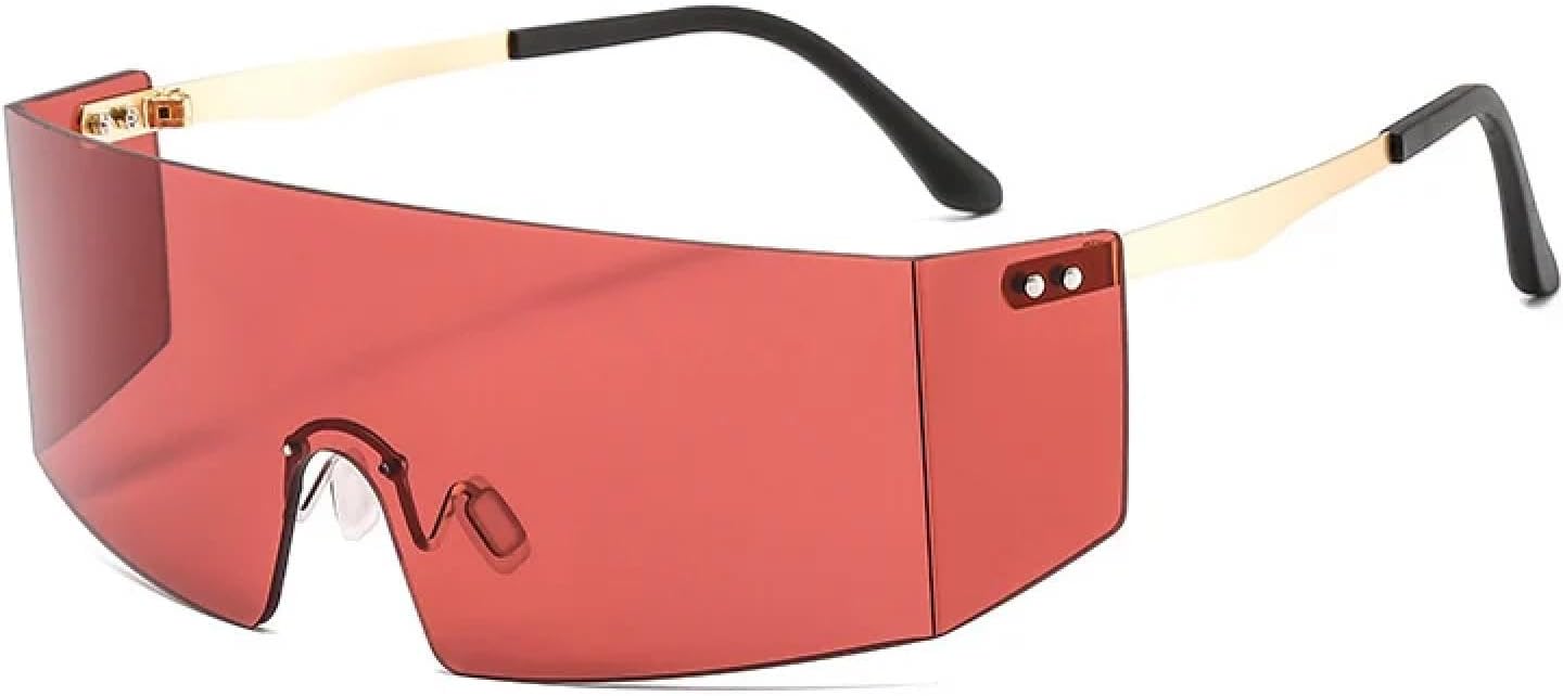 

Модные солнцезащитные очки без оправы для женщин и мужчин, большие очки с плоской верхней частью, увеличенные зеркальные очки, защита от УФ-излучения UV400 VVTWSSW, C4 Gold-clearred