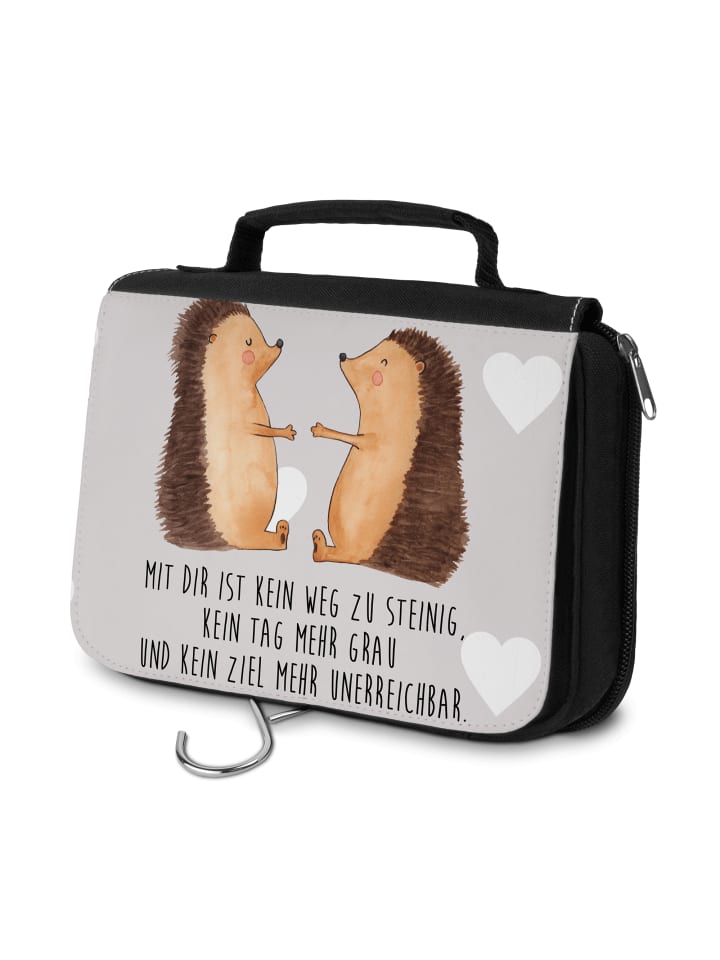 

Косметичка с изображением ежика и надписью в серо-пастельных тонах Mr. & Mrs. Panda, пастельно-серый