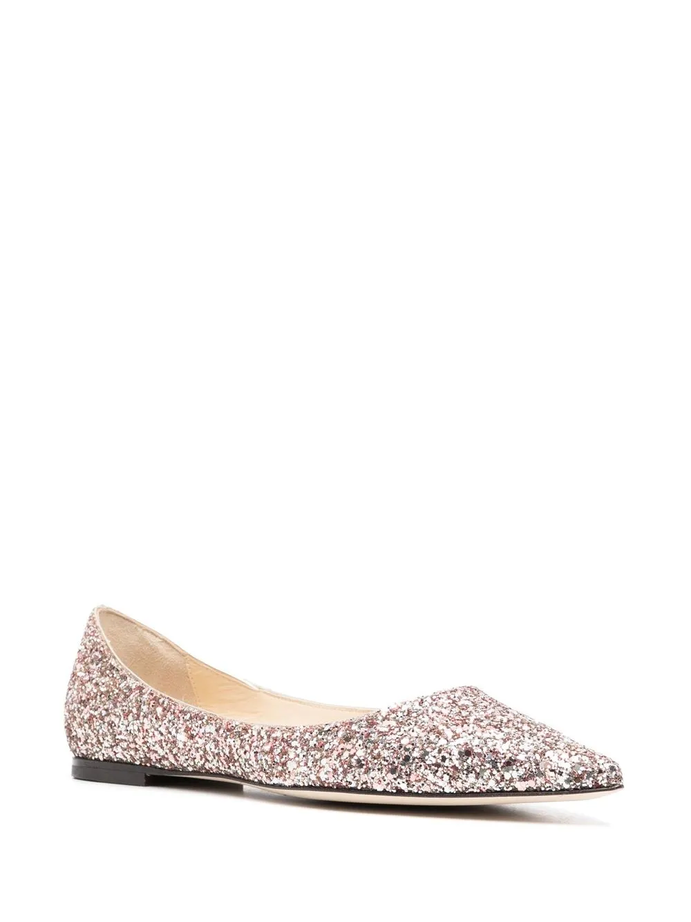 Балетки Romy с заостренным носком и блестками JIMMY CHOO, розовый — фото 2