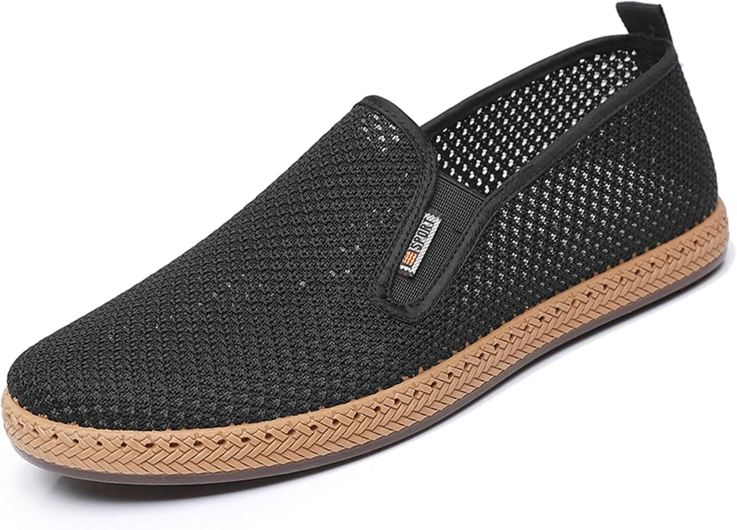 Мужские лоферы дышащие, Men's Canvas Slip on Shoes, черная сетка Wsvpeto