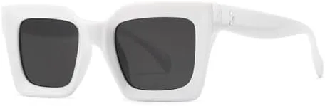 

Ретро-солнцезащитные очки «кошачий глаз» для женщин, модные сине-фиолетовые квадратные солнцезащитные очки для мужчин, защита от ультрафиолета UV400 MTZJH, White Gray