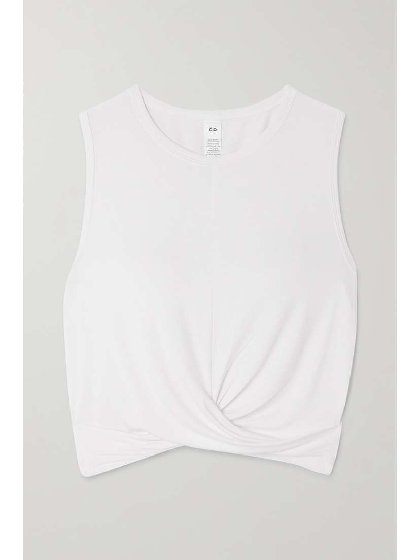 

Укороченная драпированная майка из эластичного джерси Alo Yoga, белый