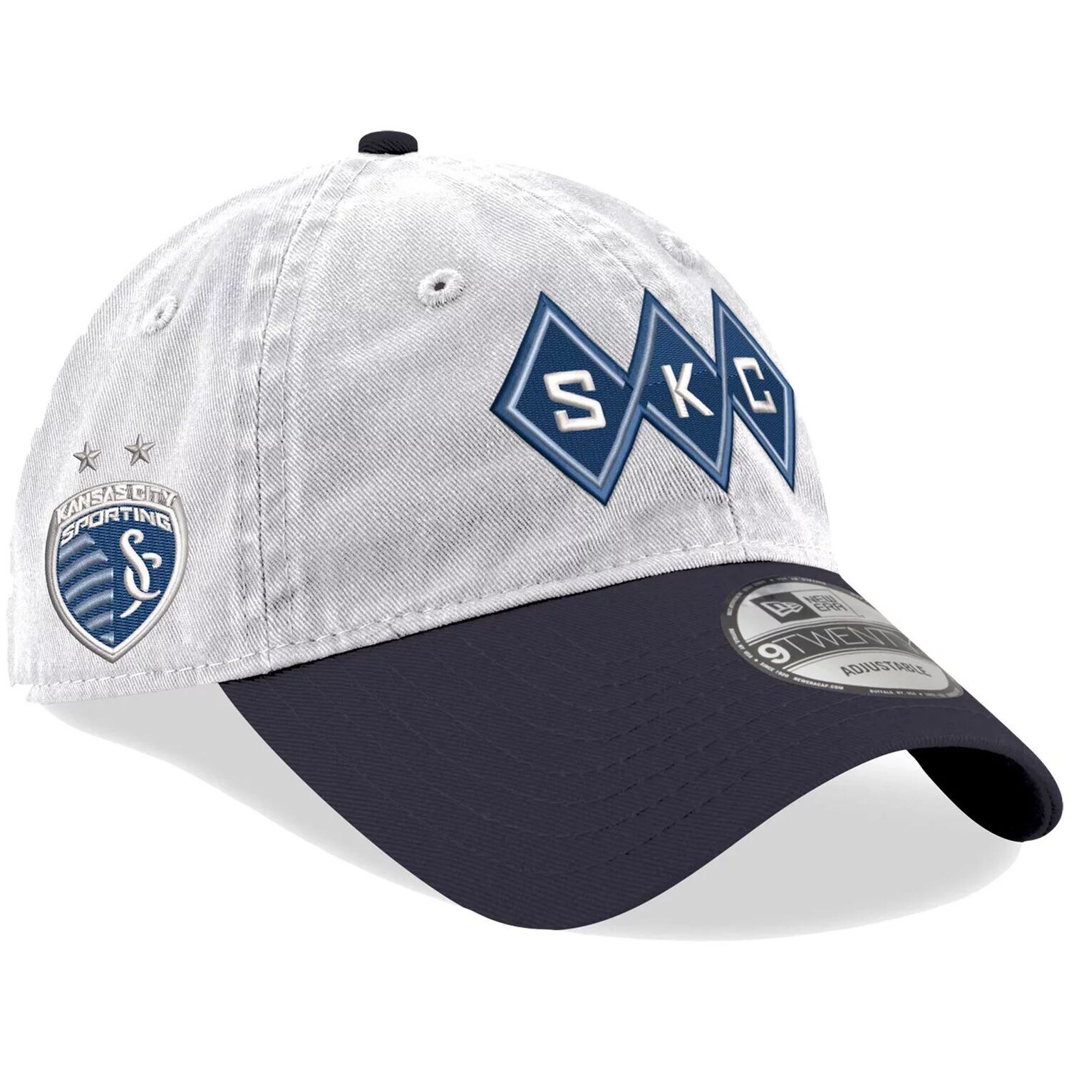 

Мужская белая регулируемая кепка New Era Sporting Kansas City с крючком 9TWENTY