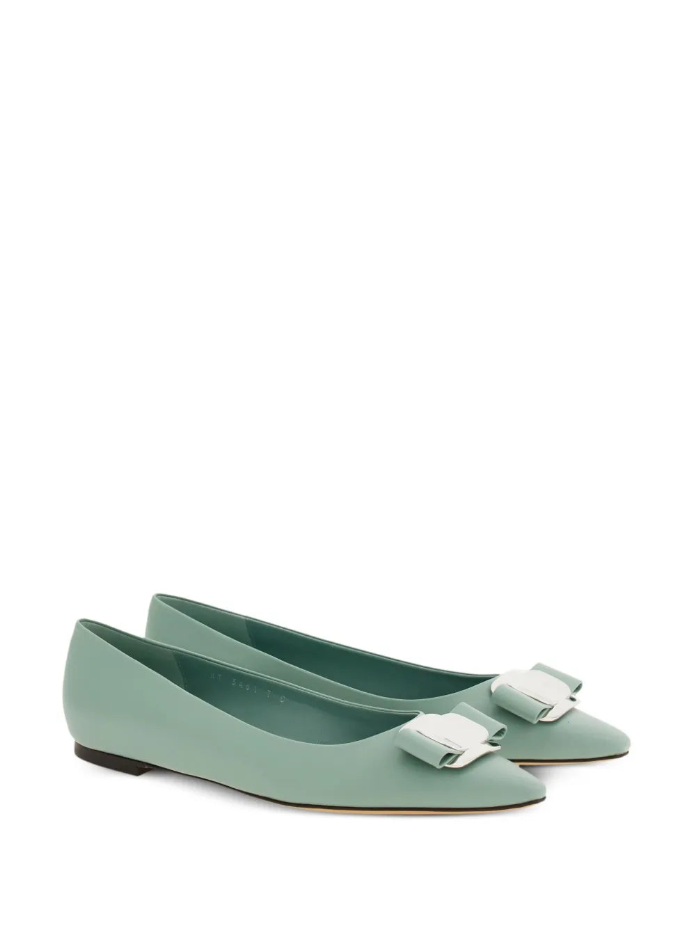 Ferragamo New Vara-Bow Балетки из ягненка Salvatore Ferragamo, зеленый — фото 4