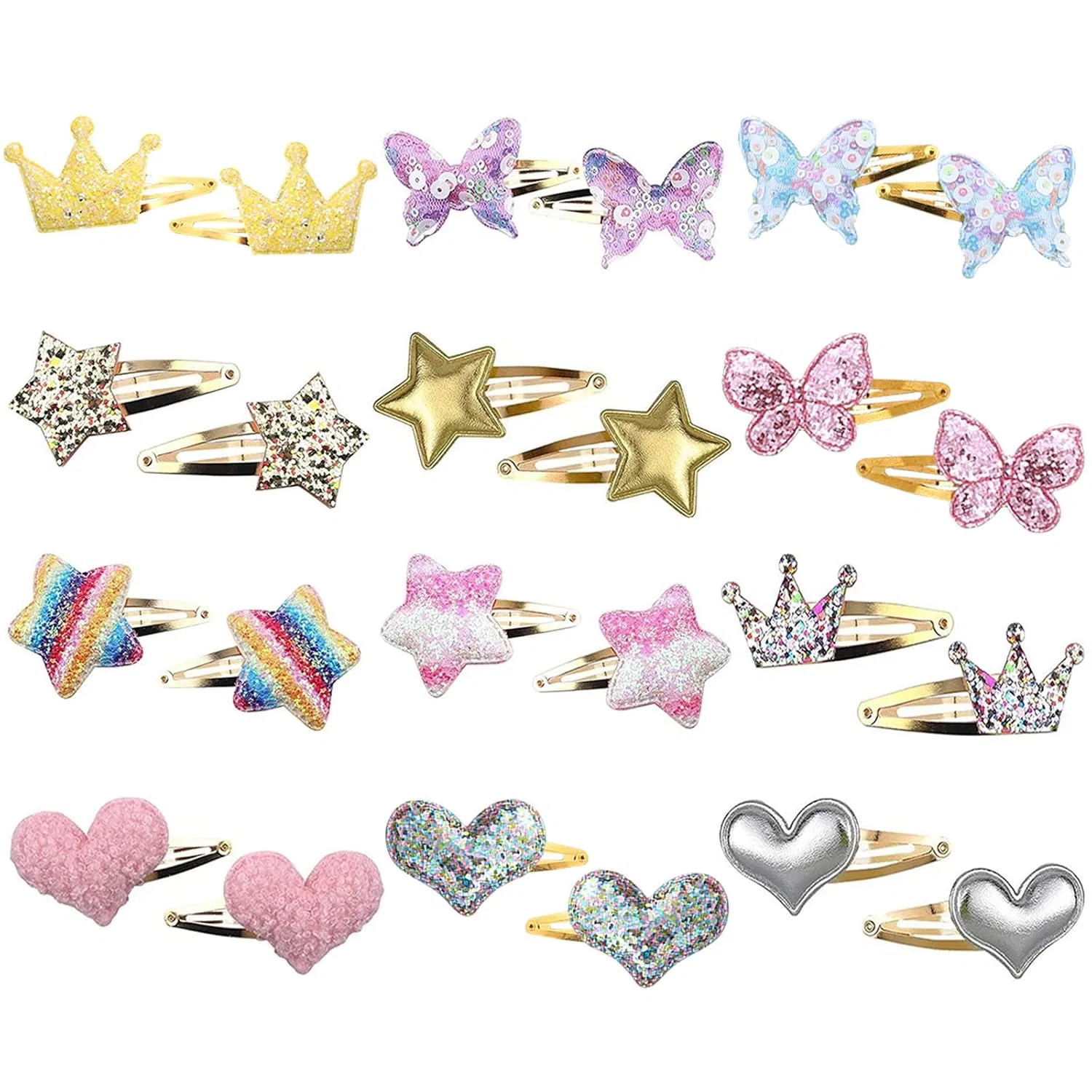 Набор из 24 заколок для девочек с блестками Keyri, 24 Pieces.