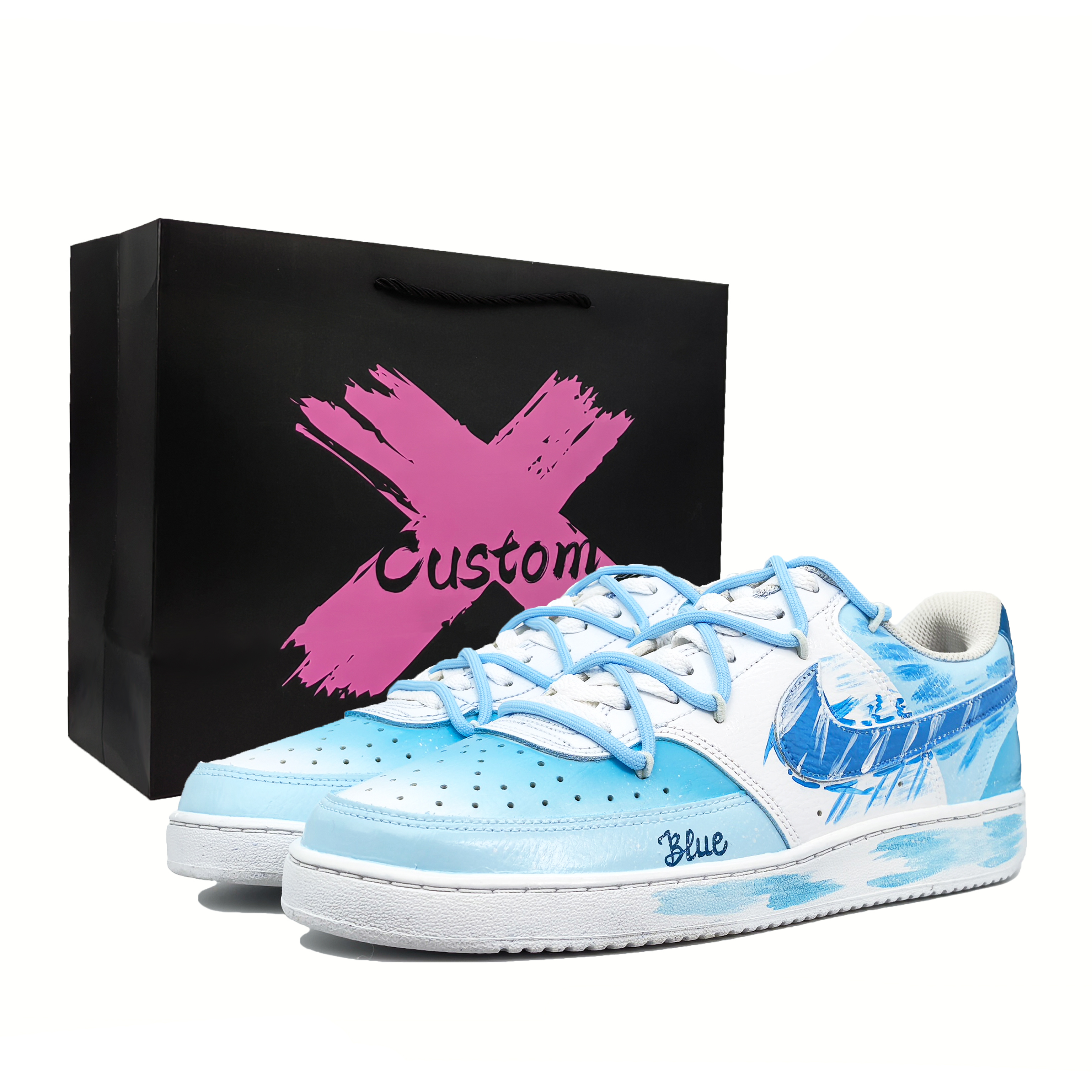

Nike Кроссовки Court Vision 1 для скейтбординга, износостойкие, белые, синие, мужские